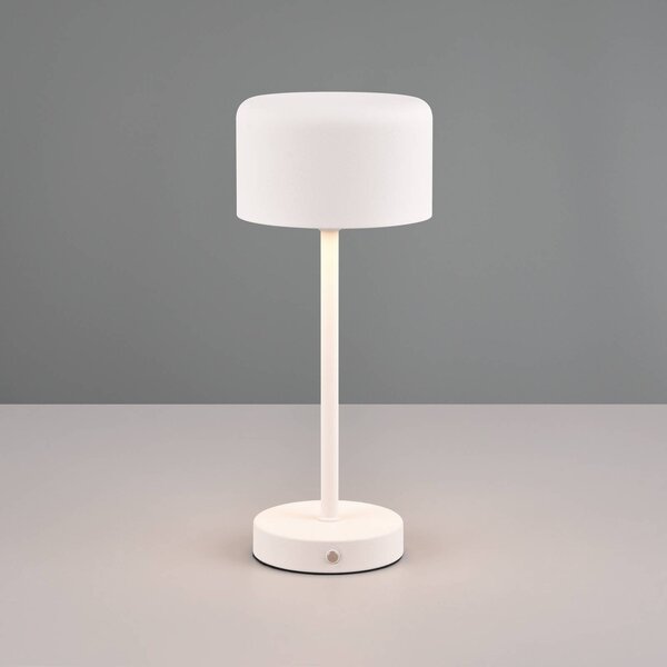 Reality Leuchten Jeff Lampada da tavolo LED ricaricabile, bianco opaco, altezza 30 cm