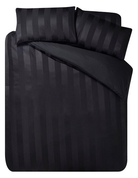 Set copripiumino e federa nero in raso di seta per letto singolo 135x200 cm So Soft Satin Stripe – Catherine Lansfield