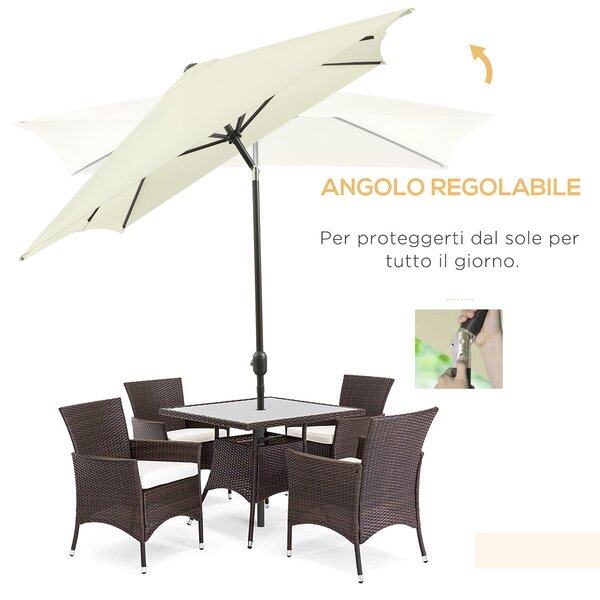 Outsunny Ombrellone da Giardino Rettangolare in Alluminio, Metallo e Poliestere con Angolo Regolabile, 195x295x240 cm