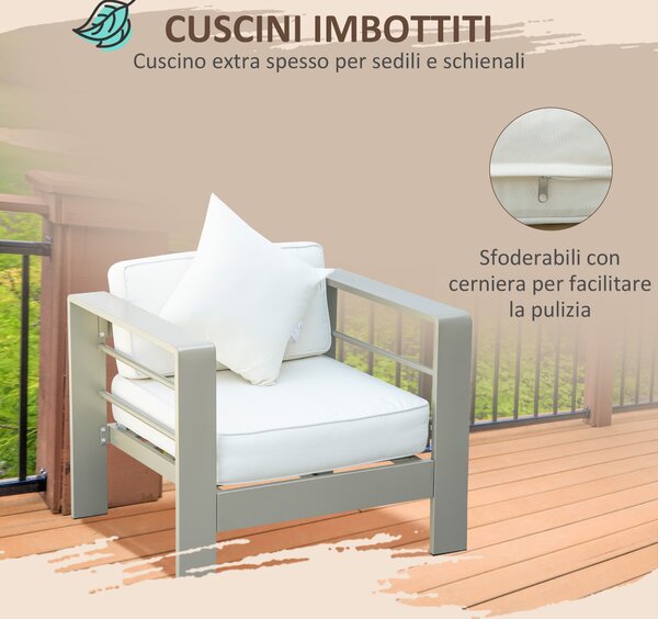 Outsunny Set giardino 4 pezzi con Divanetto 2 Poltrone e Tavolino con Cuscini Sfoderabili Oro|Aosom