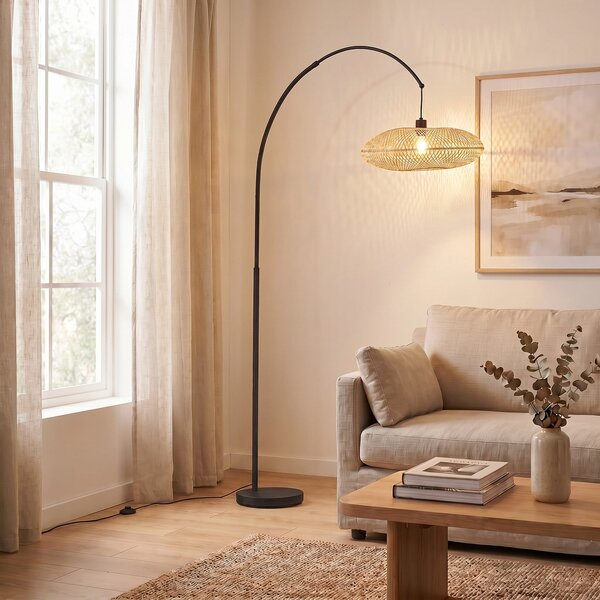 Lampada da terra Lindby, Solvian, Nero, Soggiorno, Metallo, Moderno