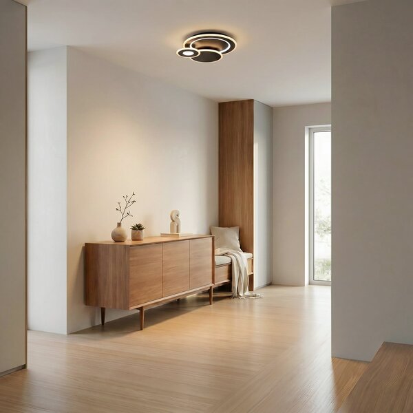 Plafoniera Lindby, Briar, dimmerabile, Nero, Soggiorno, Plastica, Moderno