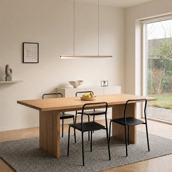 Lampada a sospensione Lucande, Lutana, dimmerabile, Legno, Sala da pranzo, Metallo, Moderno