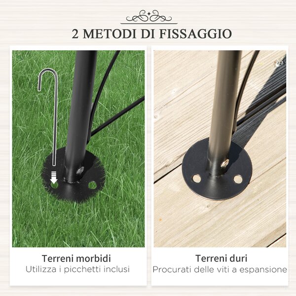 Outsunny Arco per Rose e Supporto per Piante Rampicanti in Metallo, 114x30x230cm, Nero|Aosom