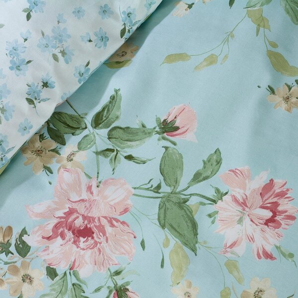 Set copripiumino e federa blu per letto singolo 135x200 cm Avebury Floral – Catherine Lansfield