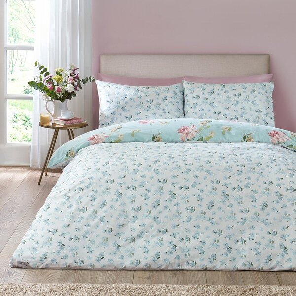 Set copripiumino e federa blu per letto singolo 135x200 cm Avebury Floral – Catherine Lansfield