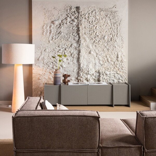 Mobile TV grigio con effetto frassino 200x53x44 cm Brock – WOOOD