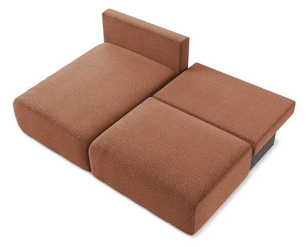 Divano angolare color mattone allungabile/con contenitore (con penisola a sinistra) Kalena – Makamii