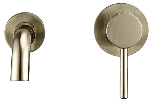 Miscelatore da bagno da montare a parete - Rubinetto per lavabo - Miscelatore monocomando a incasso - Acqua calda e fredda - Cartuccia in Vetroceramica, ottone, sporgenza 26 cm - Finitura oro spazzolato