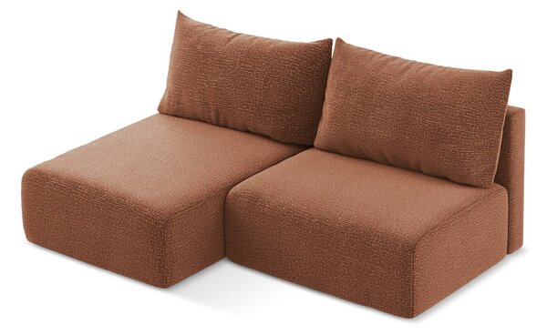 Divano angolare color mattone allungabile/con contenitore (con penisola a sinistra) Kalena – Makamii