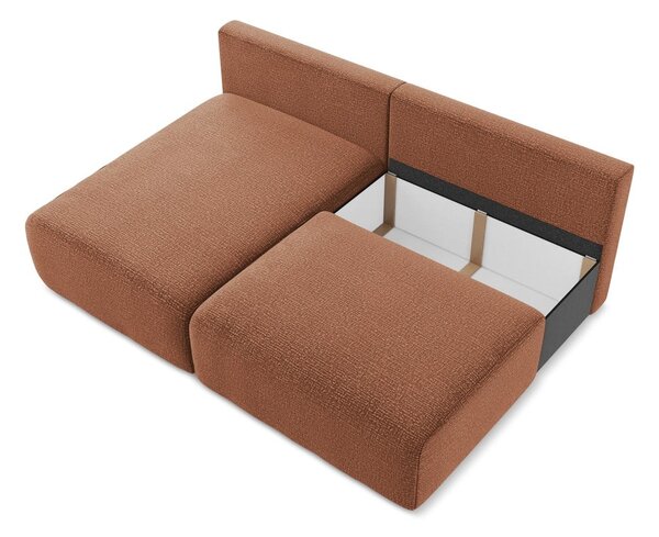 Divano angolare color mattone allungabile/con contenitore (con penisola a sinistra) Kalena – Makamii