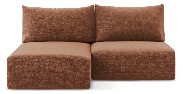 Divano angolare color mattone allungabile/con contenitore (con penisola a sinistra) Kalena – Makamii