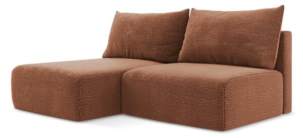 Divano angolare color mattone allungabile/con contenitore (con penisola a sinistra) Kalena – Makamii