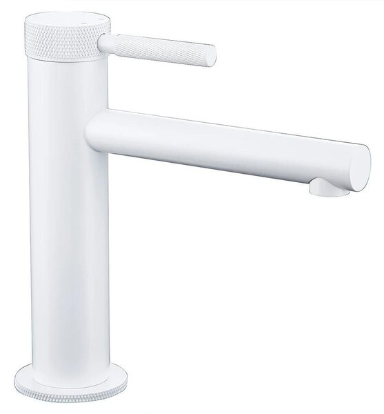 Miscelatore per lavabo - Rubinetto da bagno - Design rotondo - Installazione monoblocco - Miscelatore monocomando - Acqua calda e fredda - Montaggio a incasso - Ottone - Bianco lucido