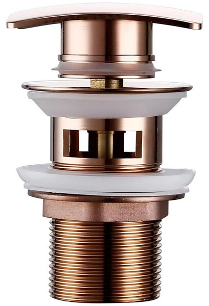 Lavabo - Valvola di scarico a scomparsa - Kit in ottone dorato rosa - Scarico a gravità - Facile da pulire - Rosa oro