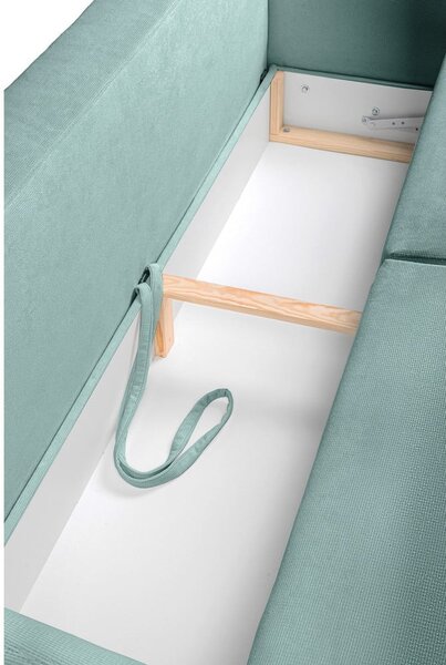 Divano turchese allungabile/con contenitore con rivestimento in velluto a coste 215 cm Bjork – Bonami Selection