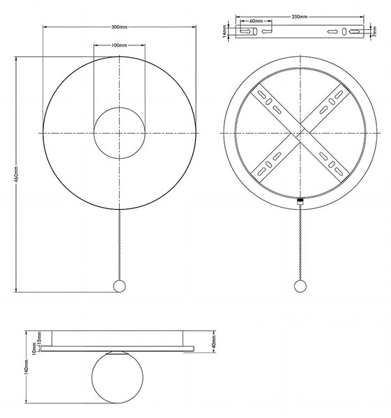 Applique da Parete G9 Ø300mm in Pietra con Interruttore a Catena