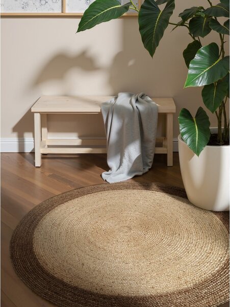 Tappeto rotondo greige in iuta reversibile e tessuto a mano ø 160 cm Jutta Greige – Hanse Home