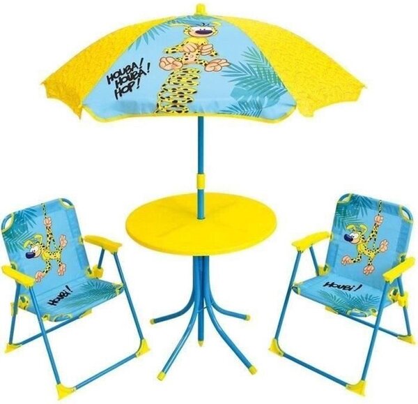 Children's garden furniture - FUN HOUSE - MARSUPILAMI - Yellow - 2 folding chairs - Parasol
