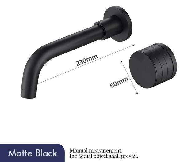 Miscelatore per lavabo da bagno - Montaggio a parete, incasso - Installazione a scomparsa - Monocomando - Acqua calda e fredda - Acciaio inossidabile spazzolato - Nero opaco