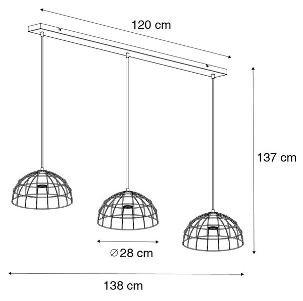 Lampada a sospensione industriale nera 3 luci - Hanze