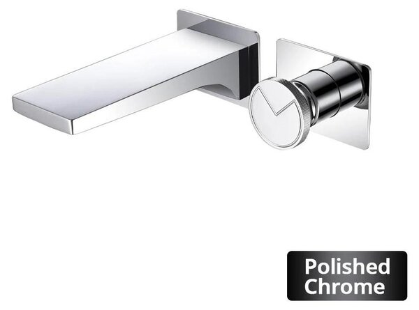 Badarmatur – Miscelatore monocomando da parete per lavabo – Rubinetto a incasso per acqua calda e fredda – Con un'unica leva – Realizzato in ottone – Cartuccia in Vetroceramica – Finitura cromata lucida
