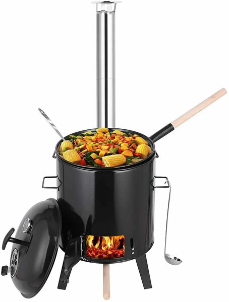 Pentola per gulasch ungherese - 21 litri. Griglia per pentola - Realizzata in ghisa smaltata. Adatta per 5 persone o più. Facile da pulire. Con coperchio