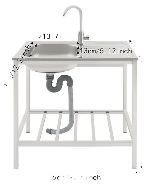 Lavabo da appoggio, rubinetto orientabile a 360°, ripiano, argento