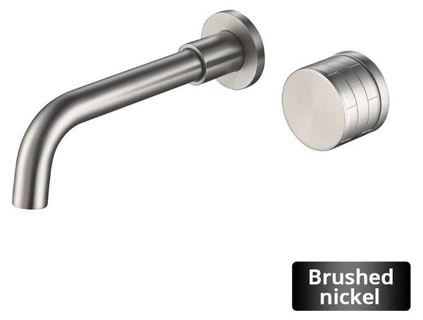 Miscelatore per lavabo da montare a parete - Miscelatore monocomando - Acqua calda e fredda - Montaggio a due fori - Acciaio inossidabile - Finitura in nichel spazzolato