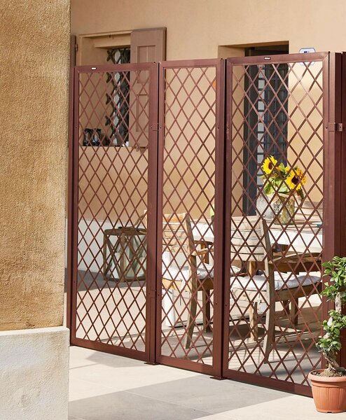 Palo per Tralicci Verdemax 4,5x4,5x183 cm con Staffe Angolari in Metallo Verniciato Corten