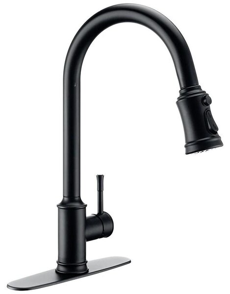 Miscelatore da cucina monocomando con doccetta estraibile - Montaggio su piano di lavoro - Acqua calda e fredda - Sensore a sfioramento - Ottone spazzolato - Nero