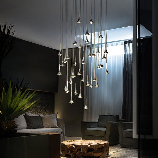 Rain Lampada a Sospensione 2700K Spazzolato Cromato - Lodes