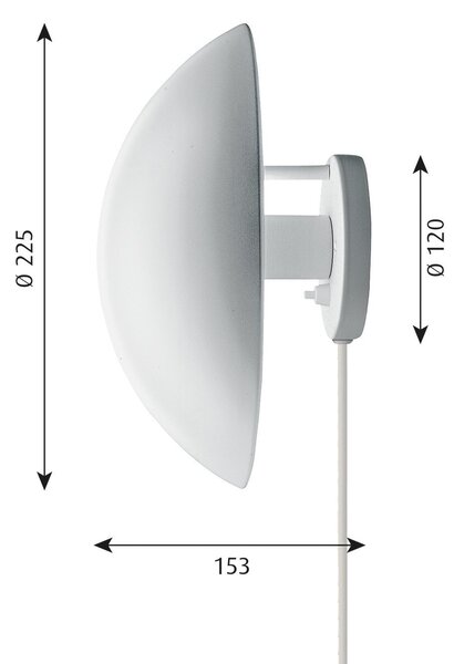 Applique da parete Louis Poulsen, PH Hat, dimmerabile, Bianco, Soggiorno, Metallo, Design