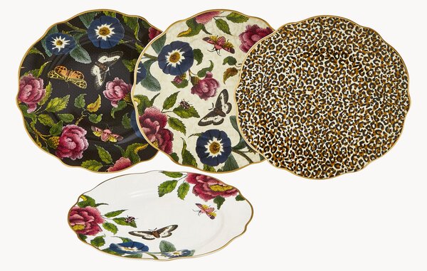 Set di 4 piatti da torta in Fine China Creatures of Curiosity