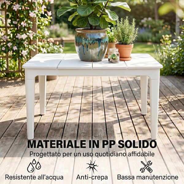 Outsunny Tavolino da Caffè da Giardino, 70 x 53 x 39 cm, Bianco Crema | Aosom Italy