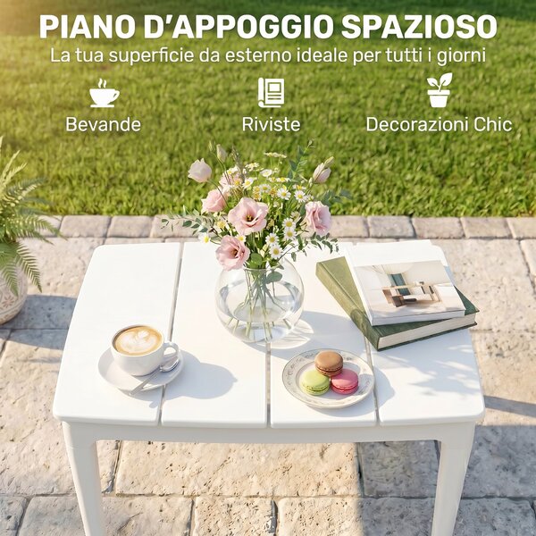 Outsunny Tavolino da Caffè da Giardino, 70 x 53 x 39 cm, Bianco Crema | Aosom Italy