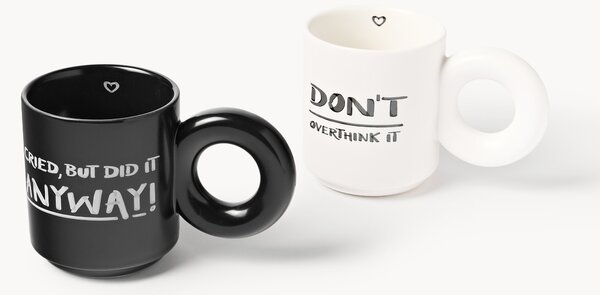 Set di 2 tazze impilabili in porcellana con motivo decorativo Tutti