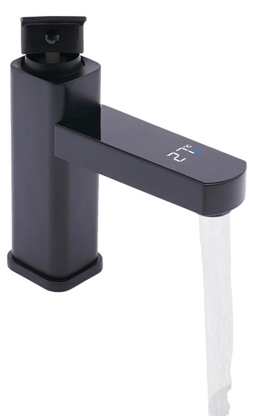 Rubinetto per lavabo, monocomando, display digitale, indicatore di temperatura a LED, montaggio a filo, cartuccia in Vetroceramica