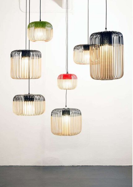 Lampada a sospensione Forestier, Bamboo, dimmerabile, Rosso, Soggiorno, Bambù, Boho