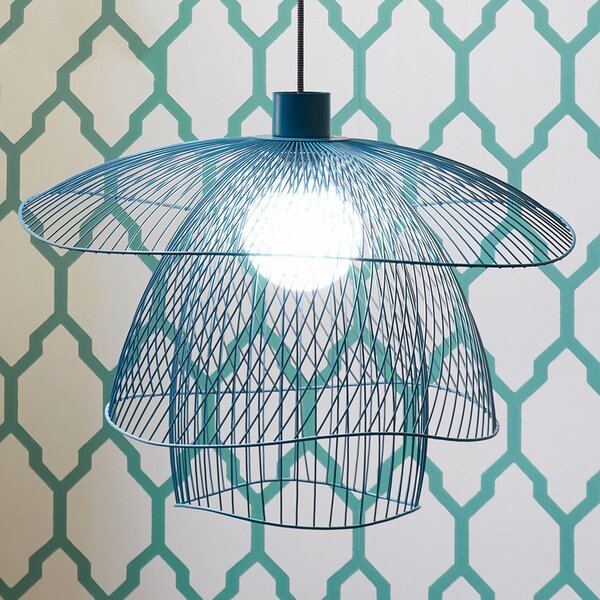 Lampada a sospensione Forestier, Papillon S, dimmerabile, Blu, Soggiorno, Metallo, Design
