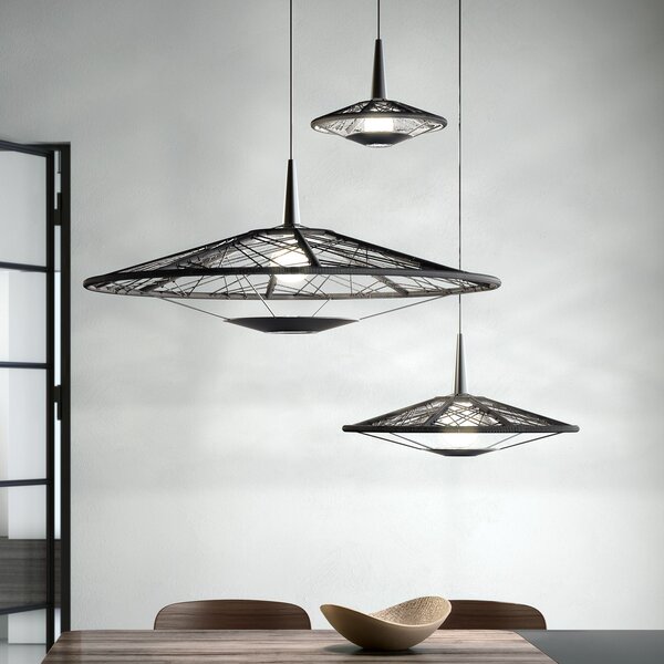 Lampada a sospensione Forestier, Carpa S, dimmerabile, Nero, Soggiorno, Tessuto / Tessile, Design