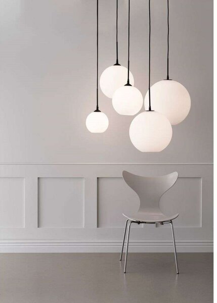Lampada a sospensione Belid, dimmerabile, Nero, Sala da pranzo, Vetro