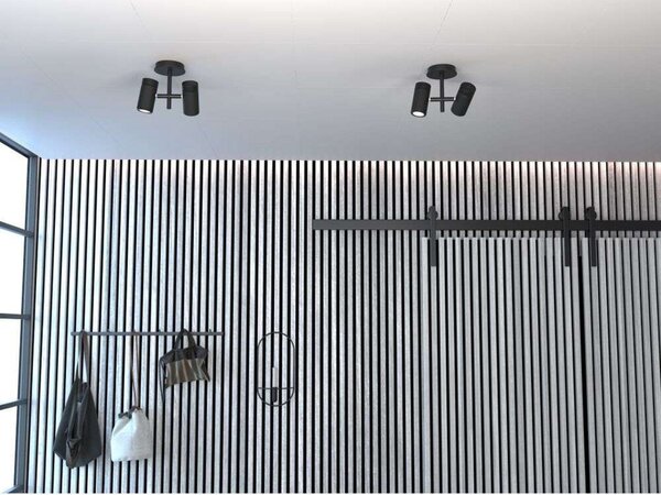 Plafoniera Herstal, Nero, Soggiorno, Metallo