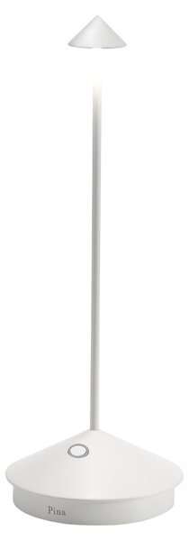 Lampada a led da tavolo Pina Pro Bianca ricaricabile e dimmerabile senza fili Zafferano CCT 2200-2700-3000K IP54 Batteria da 12h