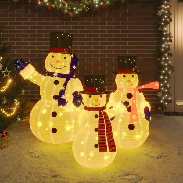Figure Decorative Famiglia di Pupazzi di Neve LED Tessuto Lusso