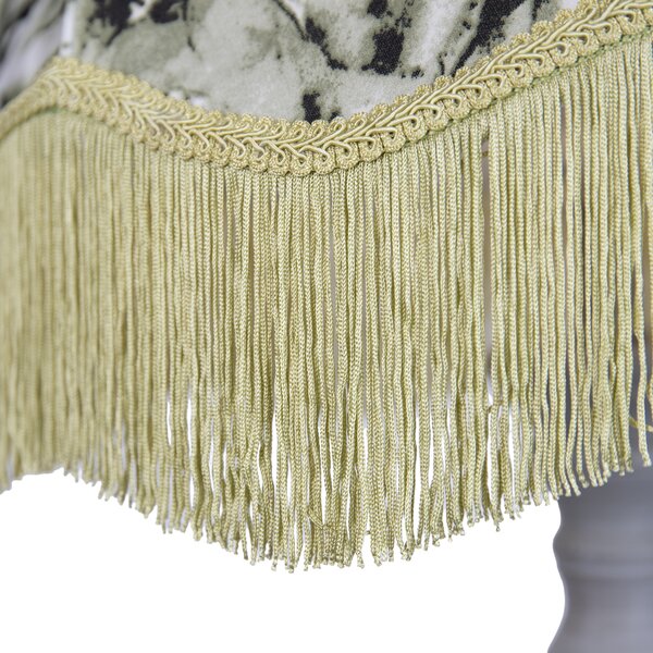 Lampada da terra nera con paralume floreale e interno bianco 45cm - Classico