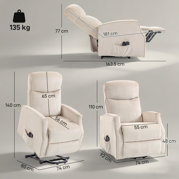 HOMCOM Poltrona Elettrica Alzapersona Poltrona Relax Massaggiante, Beige | Aosom Italy