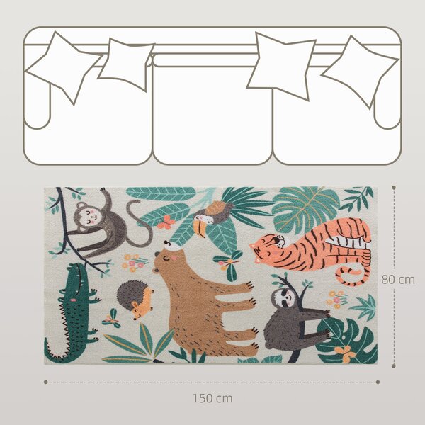 HOMCOM Tappeto in Poliestere con Motivo Giungla, Facile da Pulire, 160x120x1cm, Multicolore | Aosom Italy