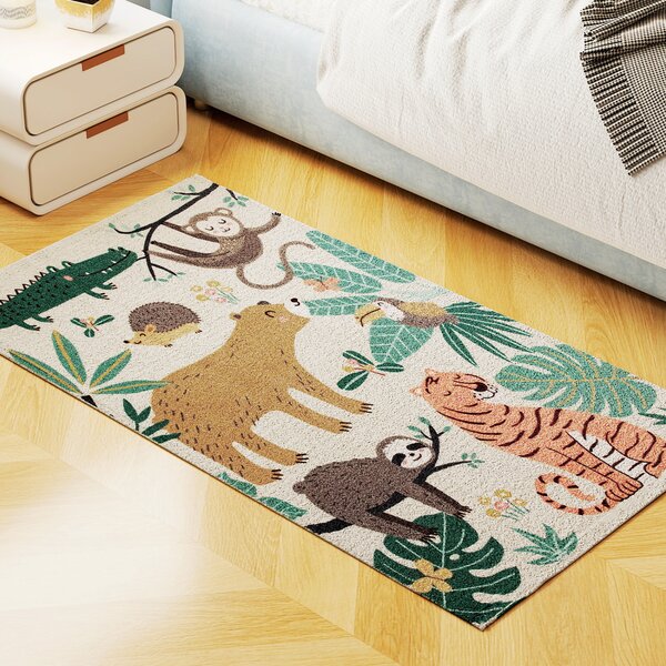 HOMCOM Tappeto in Poliestere con Motivo Giungla, Facile da Pulire, 160x120x1cm, Multicolore | Aosom Italy