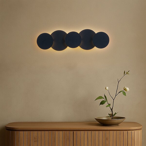 Lampada da parete moderna nera con LED dimmerabile a 3 livelli 5 luci - Sunrise